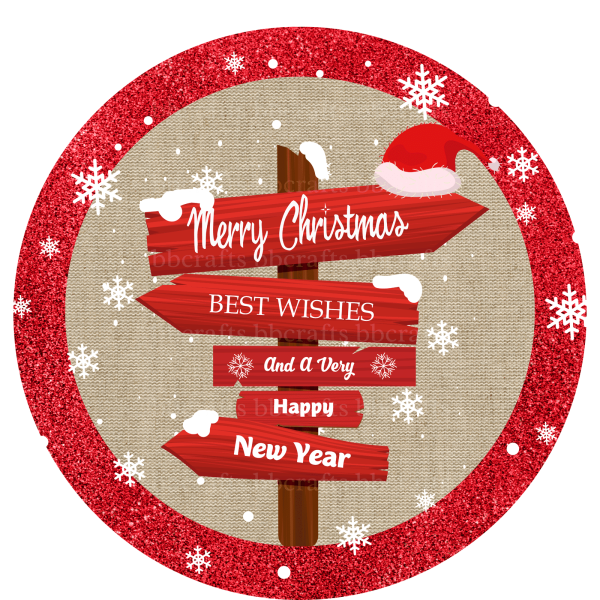 Christmas & Happy New Year Wish Metal Sign - Made in USA For Discount