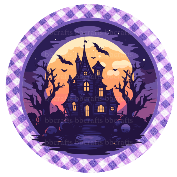 Haunted House Metal Sign - Made in USA For Sale
