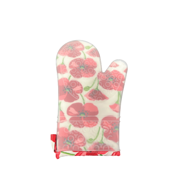 Red Flower Silicone Gloves High Teperature Oven Mitts For Discount - Image 2