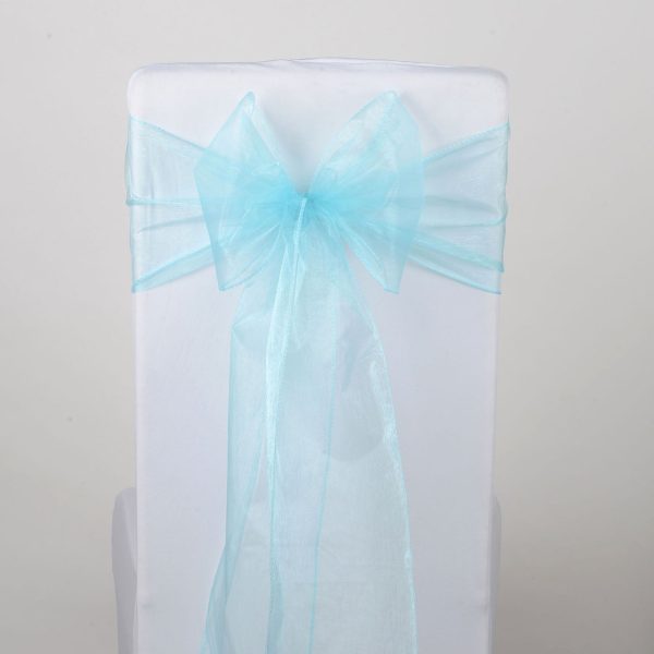 Aqua - Organza Chair Sash - ( Pack of 10 Piece - 8 inches x 108 inches ) For Sale