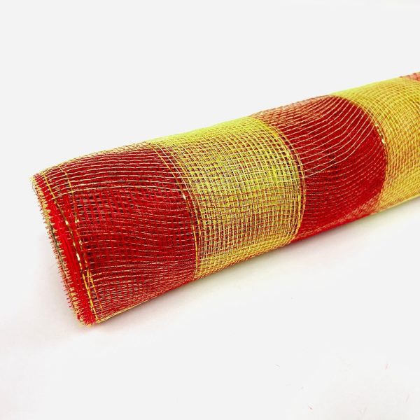 Red with Green - Deco Mesh Two Color Design - ( 21 Inch x 10 Yards ) For Sale - Image 2