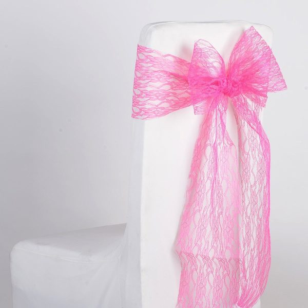 7 in x 106 in Fuchsia - Lace Chair Sash on Sale