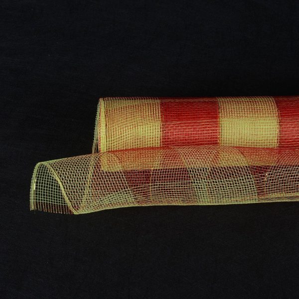 Red with Green - Deco Mesh Two Color Design - ( 21 Inch x 10 Yards ) For Sale - Image 4