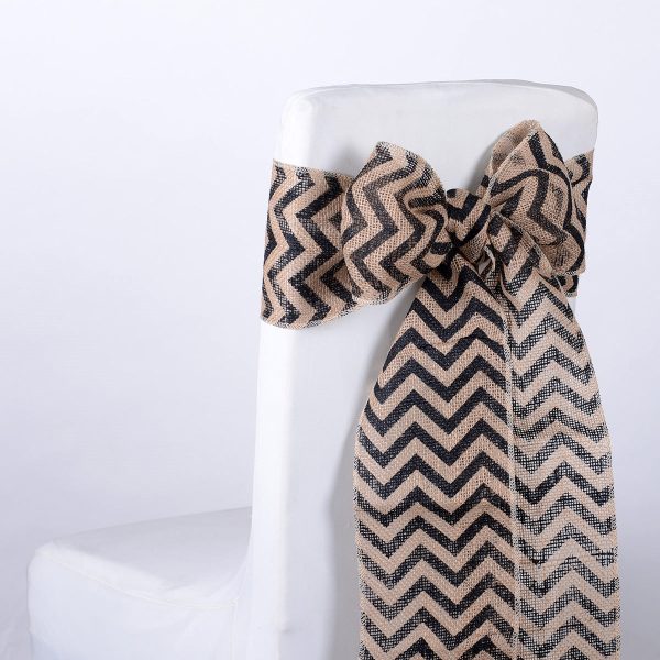 Black Chevron - Burlap Chair Sash ( 5 pieces ) Online now