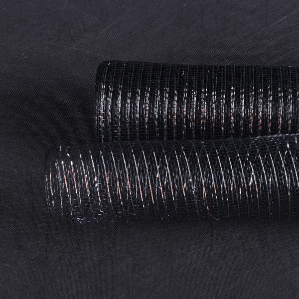 Black Silver Line - Deco Mesh Metallic Stripes - ( 21 Inch x 10 Yards ) Hot on Sale